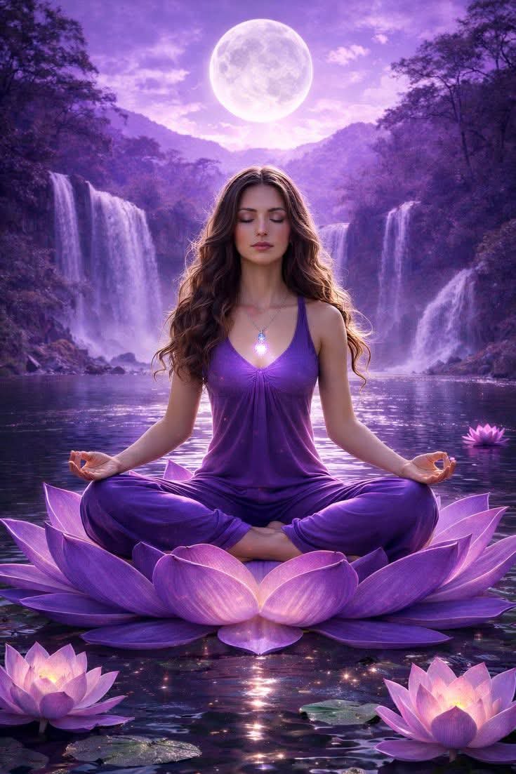 Mujer meditando en calma